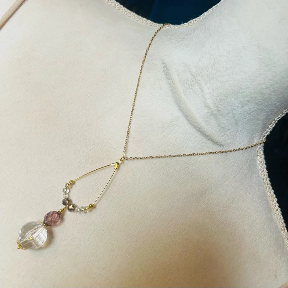 Handcrafted vintage bead changeable charm pendant on chain necklace_2